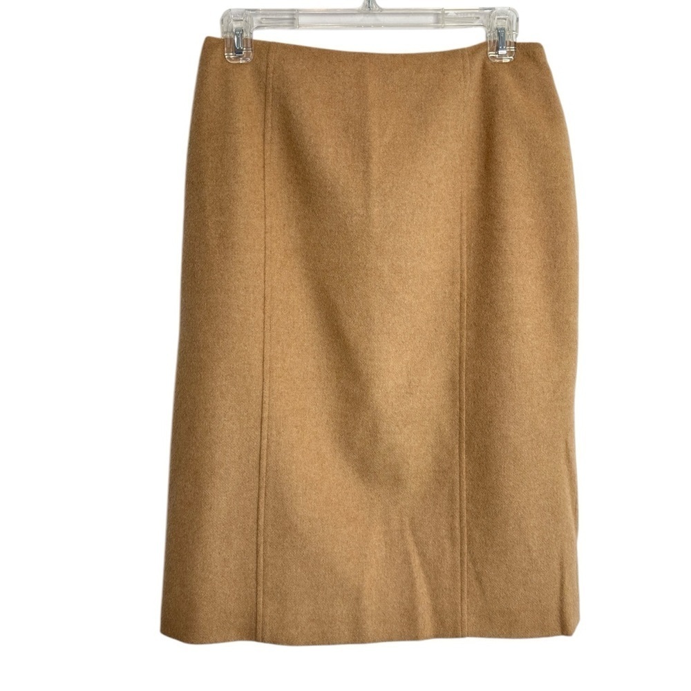 Talbots Pencil Skirt Women's Sz 8 Petite Tan Camel Hair Fitted Classic Secretary - Picture 1 of 12